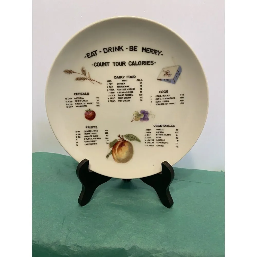 Vintage Kitchen Plate Decorative Japan Hanging Calories Kitsch Ceramic Eat Drink